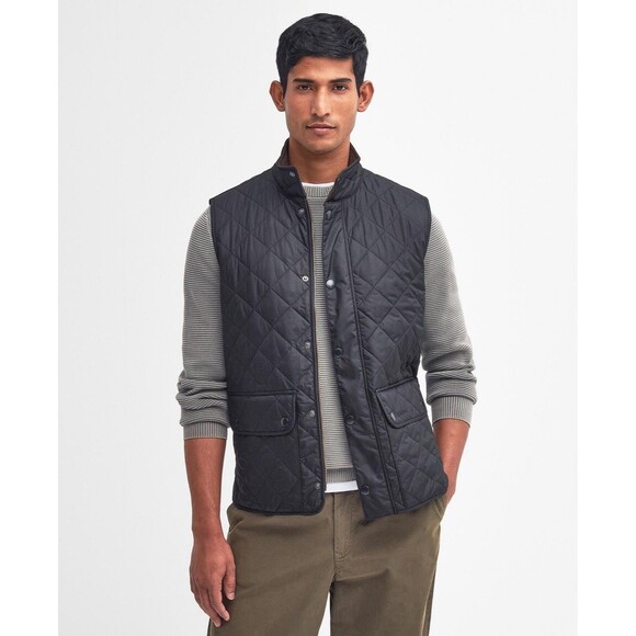 Barbour Lowerdale Diamond Quilted Gilet Vest Full Zip Navy L Preppy Countryside - Picture 1 of 16